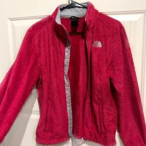 pink fleece north face jacket